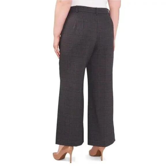 Vince Camuto Pant Houndstooth Plaid Wide Leg Trousers Gray NWT Plus Size 22W - Picture 2 of 9